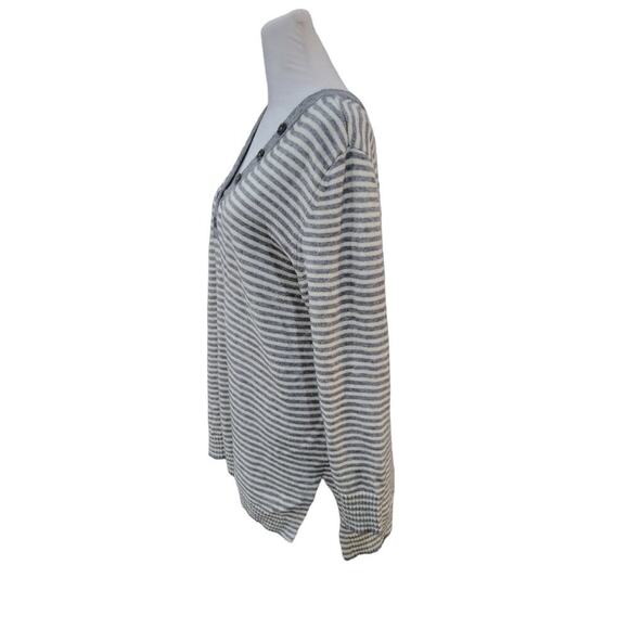 Anthropologie Serena‎ Sweater Size Medium Grey Striped Oversized Soft Pullover - Picture 4 of 15